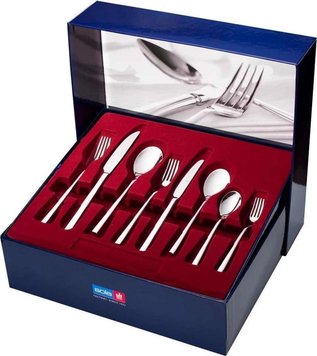 Sola Bestekset Montreux - Modern - 12 Persoons - 100 Delig - Zilverwit Edelstaal 18/10 - RVS - Zilver 2 Sola Bestekset Montreux - Modern - 12 Persoons - 100 Delig - Zilverwit Edelstaal 18/10 - RVS - Zilver - Afbeelding 2