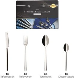Nevana Bestekset - 24 Delig - 18/10 Edelstaal - Bestek - Lepels, Messen, Vorken -Kookgerei Serviesgoed Winkel 1137x1200 1