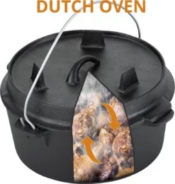 Dutch Mountains Gietijzeren Pannenset 7-delig - Dutch Oven – Braadpan - Grillpan - Hapjespan - Kookset In Houten Transportkist - Deksellifter - Brander -Kookgerei Serviesgoed Winkel 1139x1200