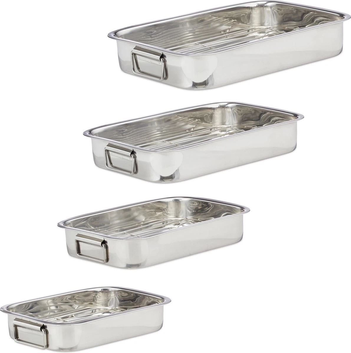 Relaxdays Braadslede Met Rooster - Edelstaal - Ovenschaal - Braadpan - Braadslee - Zilver - L 2 Relaxdays Braadslede Met Rooster - Edelstaal - Ovenschaal - Braadpan - Braadslee - Zilver - L - Afbeelding 2