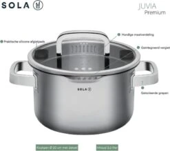 Sola Pannenset Juvia - 4 Delig - Ø 16,16,18,20 Cm - Zilver - RVS - Sandwichbodem -Kookgerei Serviesgoed Winkel 1200x1069