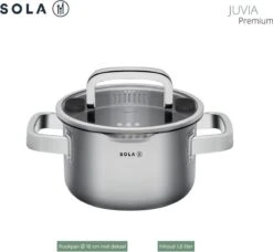 Sola Pannenset Juvia - 4 Delig - Ø 16,16,18,20 Cm - Zilver - RVS - Sandwichbodem -Kookgerei Serviesgoed Winkel 1200x1110 2