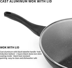 Swiss Pro+ Wokpan - Met Glazen Deksel - 28cm - Zwart -Kookgerei Serviesgoed Winkel 1200x1133