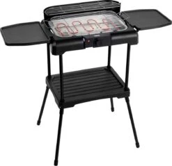 Princess 112250 Elektrische BBQ Met Zijplanken - BBQ - 40x25cm - Met En Zonder Statief Te Gebruiken - Met Zijplankjes - Ook Te Gebruiken Als Tafelgrill - 2200W -Kookgerei Serviesgoed Winkel 1200x1163