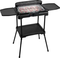 Princess 112250 Elektrische BBQ Met Zijplanken - BBQ - 40x25cm - Met En Zonder Statief Te Gebruiken - Met Zijplankjes - Ook Te Gebruiken Als Tafelgrill - 2200W -Kookgerei Serviesgoed Winkel 1200x1164