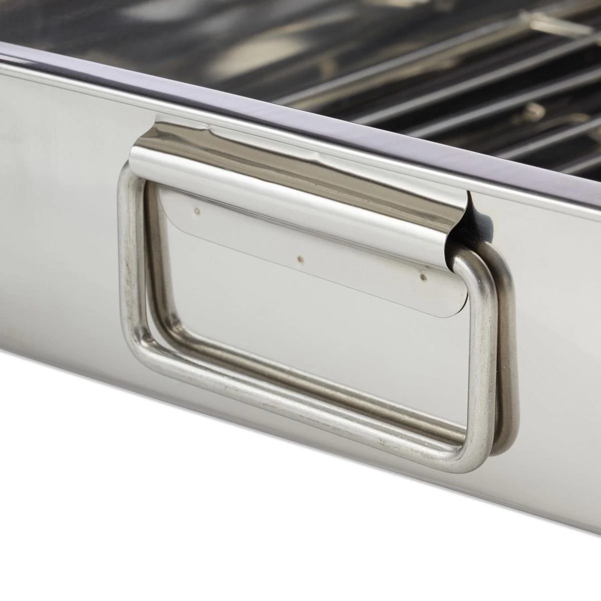 Relaxdays Braadslede Met Rooster - Edelstaal - Ovenschaal - Braadpan - Braadslee - Zilver - L 8 Relaxdays Braadslede Met Rooster - Edelstaal - Ovenschaal - Braadpan - Braadslee - Zilver - L - Afbeelding 8