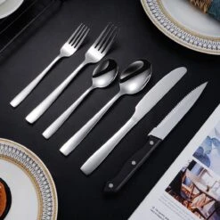 Deleca 12 Persoons Bestekset (72-delig) - Lepels, Messen, Vorken & Steakmessen - Vaatwasserbestendig - Zilver / RVS -Kookgerei Serviesgoed Winkel 1200x1200 437