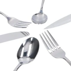 Deleca 8 Persoons Bestekset (48-delig) - Lepels, Messen, Vorken & Steakmessen - Vaatwasserbestendig - Zilver / RVS -Kookgerei Serviesgoed Winkel 1200x1200 472