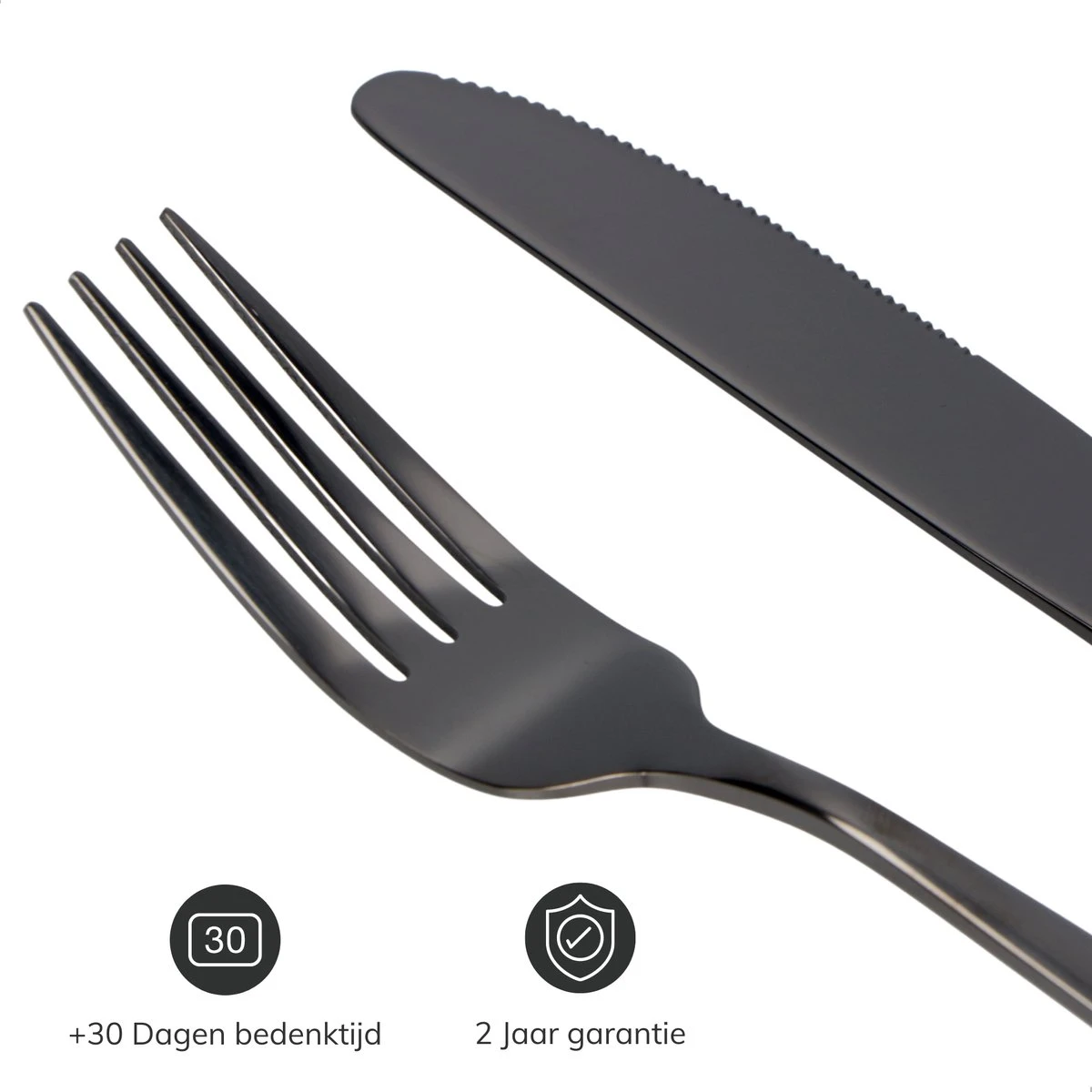 Deleca 6 Persoons Bestekset (36-delig) - Lepels, Messen, Vorken & Steakmessen - Vaatwasserbestendig - Zwart / RVS 2 Deleca 6 Persoons Bestekset (36-delig) - Lepels, Messen, Vorken & Steakmessen - Vaatwasserbestendig - Zwart / RVS - Afbeelding 2