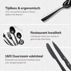 Deleca 6 Persoons Bestekset (36-delig) - Lepels, Messen, Vorken & Steakmessen - Vaatwasserbestendig - Zwart / RVS 15 Deleca 6 Persoons Bestekset (36-delig) - Lepels, Messen, Vorken & Steakmessen - Vaatwasserbestendig - Zwart / RVS -Kookgerei Serviesgoed Winkel 1200x1200 489