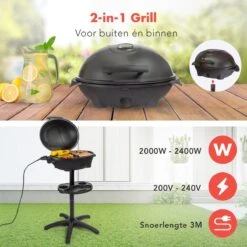 KitchenBrothers Elektrische BBQ - Met Grillplaat - Anti-aanbaklaag - Incl. Plank/Houders - Grilloppervlak 46,5x33,8cm - Tot 300°C - 2400W - Zwart 15 KitchenBrothers Elektrische BBQ - Met Grillplaat - Anti-aanbaklaag - Incl. Plank/Houders - Grilloppervlak 46,5x33,8cm - Tot 300°C - 2400W - Zwart -Kookgerei Serviesgoed Winkel 1200x1200 507
