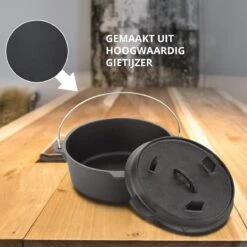 Dutch Mountains Gietijzeren Pannenset 7-delig - Dutch Oven – Braadpan - Grillpan - Hapjespan - Kookset In Houten Transportkist - Deksellifter - Brander -Kookgerei Serviesgoed Winkel 1200x1200 573