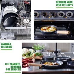 GreenChef Vintage Wokpan 28cm/3.7L - Zwart - Inductie - PFAS-vrij -Kookgerei Serviesgoed Winkel 1200x1200 6