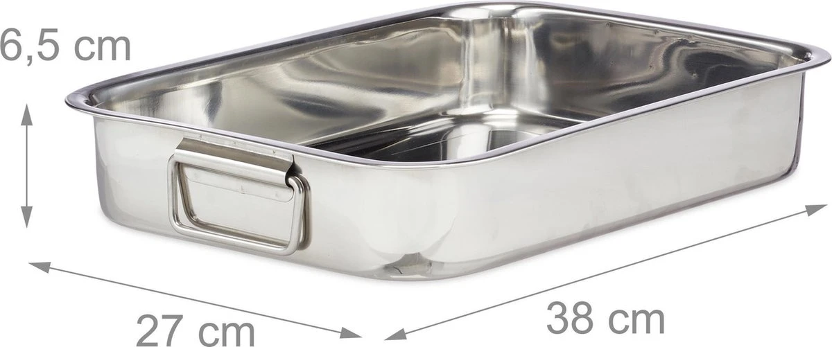 Relaxdays Braadslede Met Rooster - Edelstaal - Ovenschaal - Braadpan - Braadslee - Zilver - L 5 Relaxdays Braadslede Met Rooster - Edelstaal - Ovenschaal - Braadpan - Braadslee - Zilver - L - Afbeelding 5