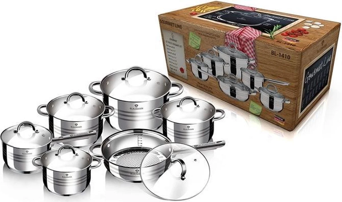 Blaumann 12-delige Roestvrijstalen Pannenset 1 Blaumann 12-delige Roestvrijstalen Pannenset