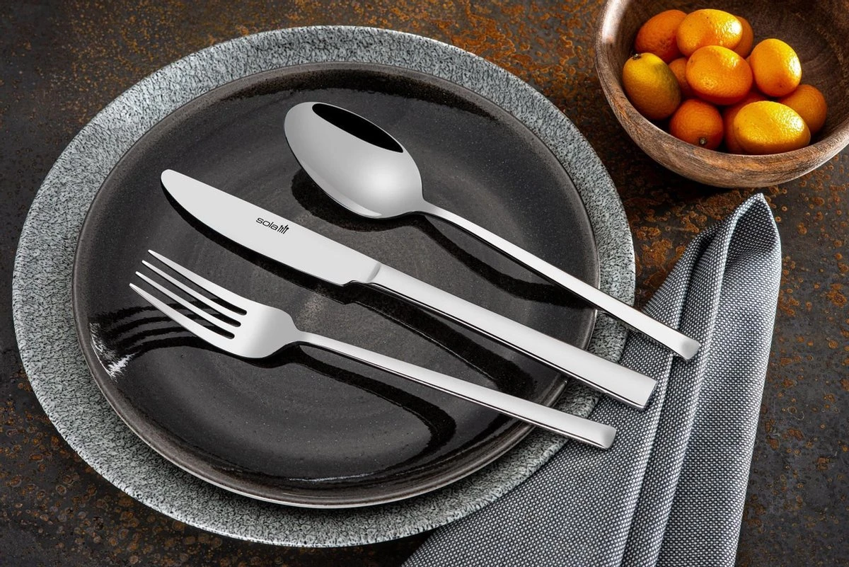 Sola Bestekset Luxor - Modern - 9 Persoons - 90 Delig - Zilverwit Edelstaal 18/10 - RVS - Zilver 3 Sola Bestekset Luxor - Modern - 9 Persoons - 90 Delig - Zilverwit Edelstaal 18/10 - RVS - Zilver - Afbeelding 3