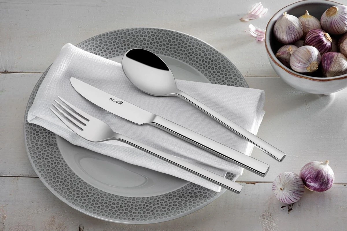 Sola Bestekset Montreux - Modern - 12 Persoons - 100 Delig - Zilverwit Edelstaal 18/10 - RVS - Zilver 3 Sola Bestekset Montreux - Modern - 12 Persoons - 100 Delig - Zilverwit Edelstaal 18/10 - RVS - Zilver - Afbeelding 3