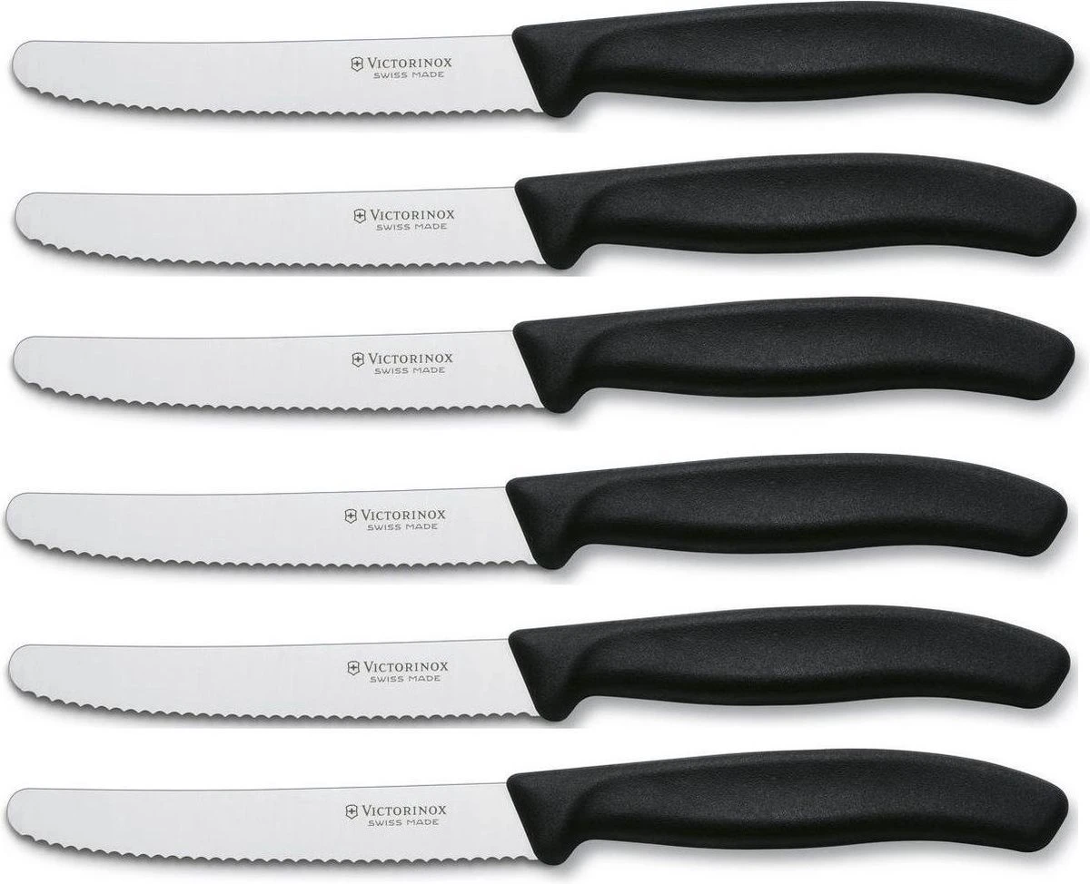 Victorinox Tafelmes 6 Stuks Zwart Krom Heft 1 Victorinox Tafelmes 6 Stuks Zwart Krom Heft