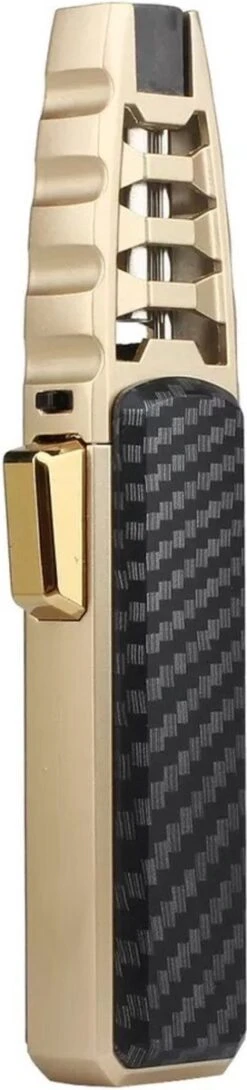 Merkloos Turbo Jetflame Aansteker - Gasbrander - Vuurwerk Torch - Crème Brûlée Brander - BBQ En Sigaren Aansteker - Windproof - Carbon Met Goudkleurige Metalen Behuizing -Kookgerei Serviesgoed Winkel 272x1200 2