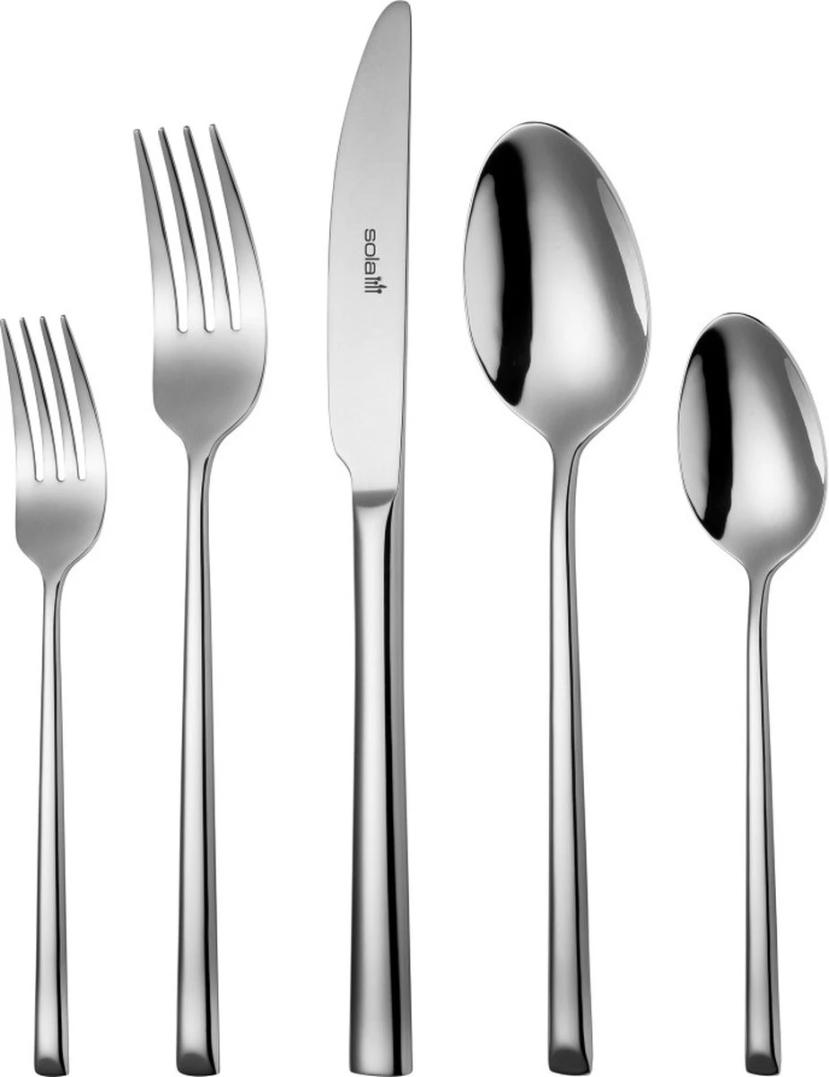 Sola Bestekset Luxor - Modern - 9 Persoons - 90 Delig - Zilverwit Edelstaal 18/10 - RVS - Zilver 1 Sola Bestekset Luxor - Modern - 9 Persoons - 90 Delig - Zilverwit Edelstaal 18/10 - RVS - Zilver