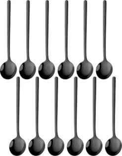 House Of Husk® Theelepels Set - Theelepeltjes - Koffielepels - Koffielepeltjes - RVS - 13cm - 12 Stuks - Zwart