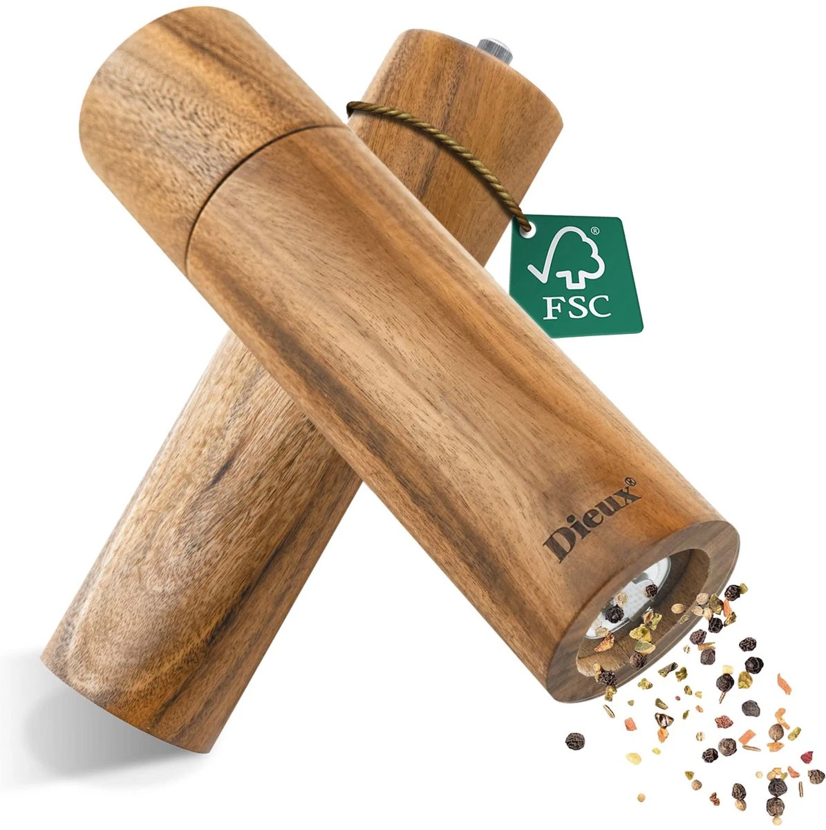 Dieux® - Peper En Zoutmolen Set - Cilinder Vorm - 22CM - Zout Peper Kruiden - 2 Stuks - Acacia Hout - Instelbare Maalgraad - Duurzaam - Luxe Kwaliteit - Hervulbaar - Pepermolen - Zoutmolen - BBQ Accesoires - Pasen 1 Dieux® - Peper En Zoutmolen Set - Cilinder Vorm - 22CM - Zout Peper Kruiden - 2 Stuks - Acacia Hout - Instelbare Maalgraad - Duurzaam - Luxe Kwaliteit - Hervulbaar - Pepermolen - Zoutmolen - BBQ Accesoires - Pasen