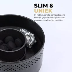 Ozocozy BBQ-ONE Houtskool Tafelbarbecue - Ø30 Cm- Zwart - Incl. Draagtas, Siliconen Bakkwast En RVS-Barbecuetang -Kookgerei Serviesgoed Winkel 1197x1200 7