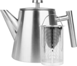 Castagnola Theepot Met Filter – Theekan – Theepot Dubbelwandig – Theepot Roestvrijstaal – Hoogwaardig RVS – 1 Liter – 5 Kopjes Thee – Zilver