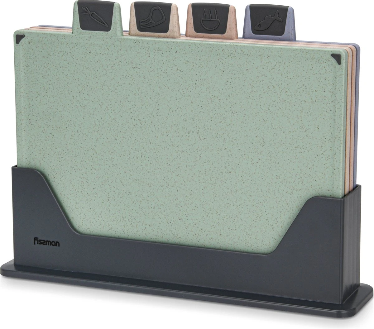 Fissman Luxe Index Snijplankenset - Met Houder - 4 Stuks - 30x22.5cm 1 Fissman Luxe Index Snijplankenset - Met Houder - 4 Stuks - 30x22.5cm