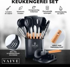 VAIVE Kookgerei Set 13-delig Met Houder - Keukengerei Set - Garde - Spatel Silicone -Kookgerei Serviesgoed Winkel 1200x1151
