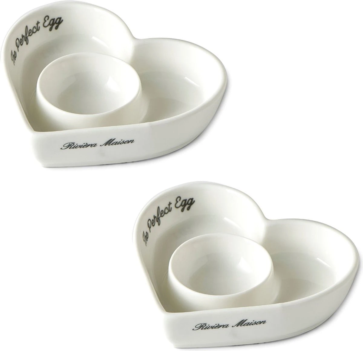 Riviera Maison Eierdop Set Van 2 - The Perfect Heart Egg Cup - Porselein 1 Riviera Maison Eierdop Set Van 2 - The Perfect Heart Egg Cup - Porselein