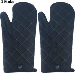 Gohh 2 Canvas Ovenhandschoenen Ovenwanten Zwart - 33 Cm (tot 300 Graden)