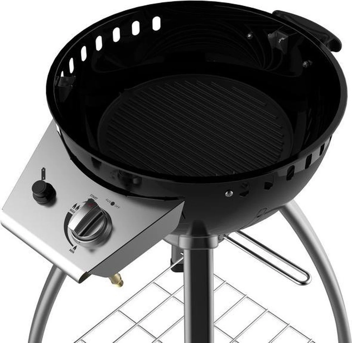 Accente Outdoor Gas BBQ - ø 45 Cm- Inclusief Grillplaat & Gasslang - Zwart 2 Accente Outdoor Gas BBQ - ø 45 Cm- Inclusief Grillplaat & Gasslang - Zwart - Afbeelding 2
