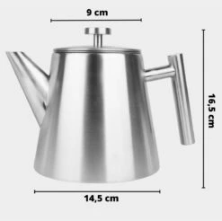 Castagnola Theepot Met Filter – Theekan – Theepot Dubbelwandig – Theepot Roestvrijstaal – Hoogwaardig RVS – 1 Liter – 5 Kopjes Thee – Zilver -Kookgerei Serviesgoed Winkel 1200x1195 1