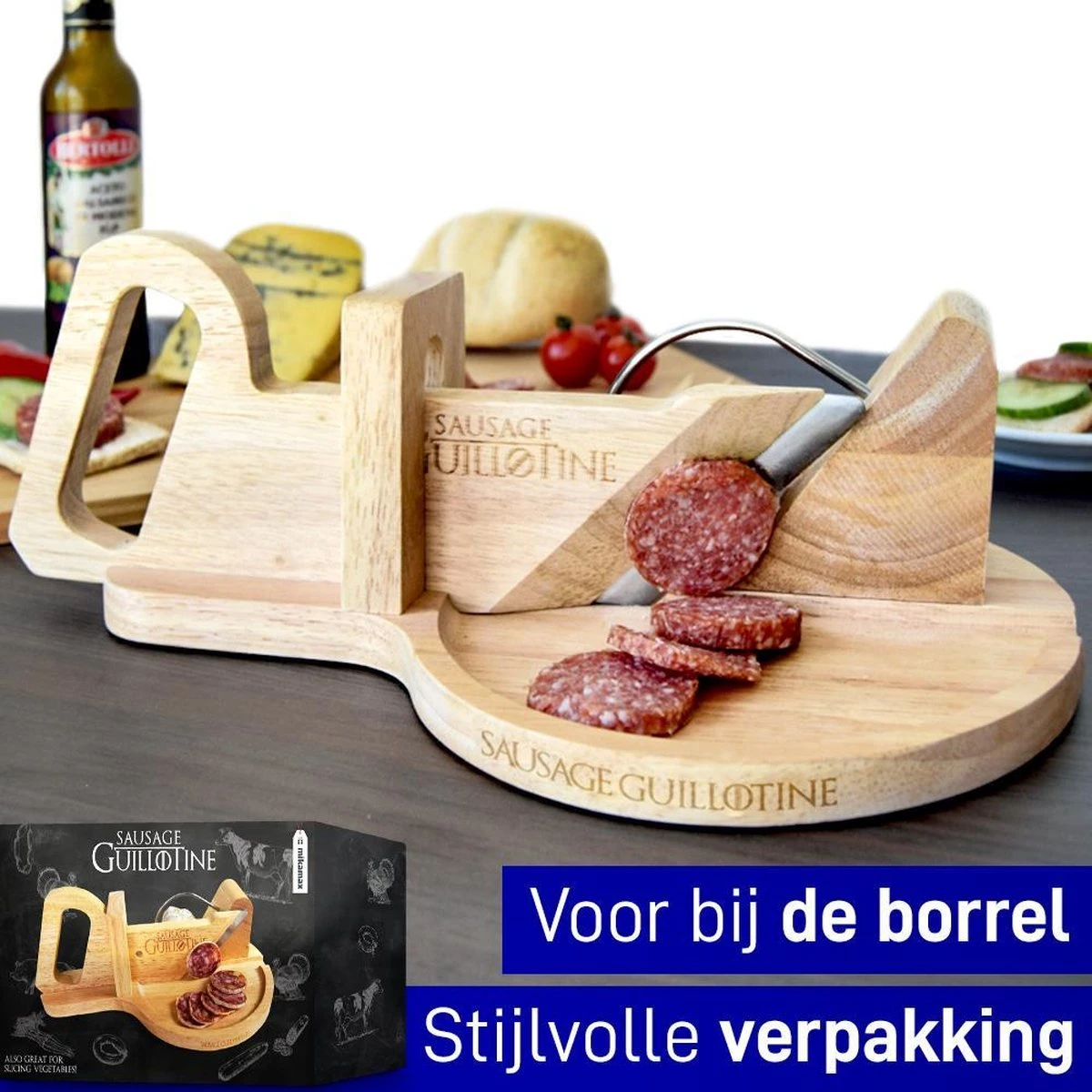 MikaMax Worst Guillotine - Worstsnijder - Worst Snijplank - Sausage Guillotine - Makkelijk Schoon Te Maken - RVS Mes - Bamboe - 30 X 19cm 1 MikaMax Worst Guillotine - Worstsnijder - Worst Snijplank - Sausage Guillotine - Makkelijk Schoon Te Maken - RVS Mes - Bamboe - 30 X 19cm