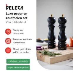 Deleca Luxe Peper En Zoutmolen Set - Met Geschenkdoos - Zout / Pepermolen - Rubberhout - Zwart & Goud 15 Deleca Luxe Peper En Zoutmolen Set - Met Geschenkdoos - Zout / Pepermolen - Rubberhout - Zwart & Goud -Kookgerei Serviesgoed Winkel 1200x1200 141