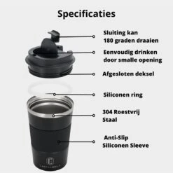 Castagnola Design RVS Koffiebeker To Go - Zwart - 380ml - Thermosbeker - Theebeker -Kookgerei Serviesgoed Winkel 1200x1200 186