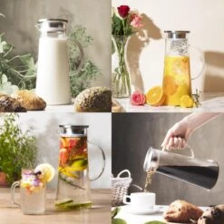 MÊZON® Schenkkan - Glazen Waterkan - Waterkaraf Voor Fruitwater - Multifunctionele Decanteer Karaf - Kan Met Deksel - 1.5L Capaciteit -Kookgerei Serviesgoed Winkel 1200x1200 333