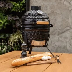 BluMill Kamado BBQ Egg - Kamado 13 Inch - Incl. Vlees Thermometer - Houtskoolbarbecues - Zwart - Ø 27cm -Kookgerei Serviesgoed Winkel 1200x1200 360
