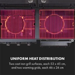 Klarstein Kingsville Double Barbecue - Houtskool- En Gasbarbecue - Smoker BBQ - Inclusief Deksels En Thermometer - Met 2 Roosters - Zwart -Kookgerei Serviesgoed Winkel 1200x1200 374