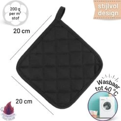 Merkloos Tavas Dream Hittebestendige Pannenlappen | 2 Stuks | Katoen, Thermolite | Tot 220°C | Zwart -Kookgerei Serviesgoed Winkel 1200x1200 40