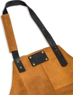 Leren Schort – Soepel Licht Bruin Leer - Barbecueschort - Kokschort - Kookschort – Keukenschort Man – 81 X 56 Cm -Kookgerei Serviesgoed Winkel 915x1200